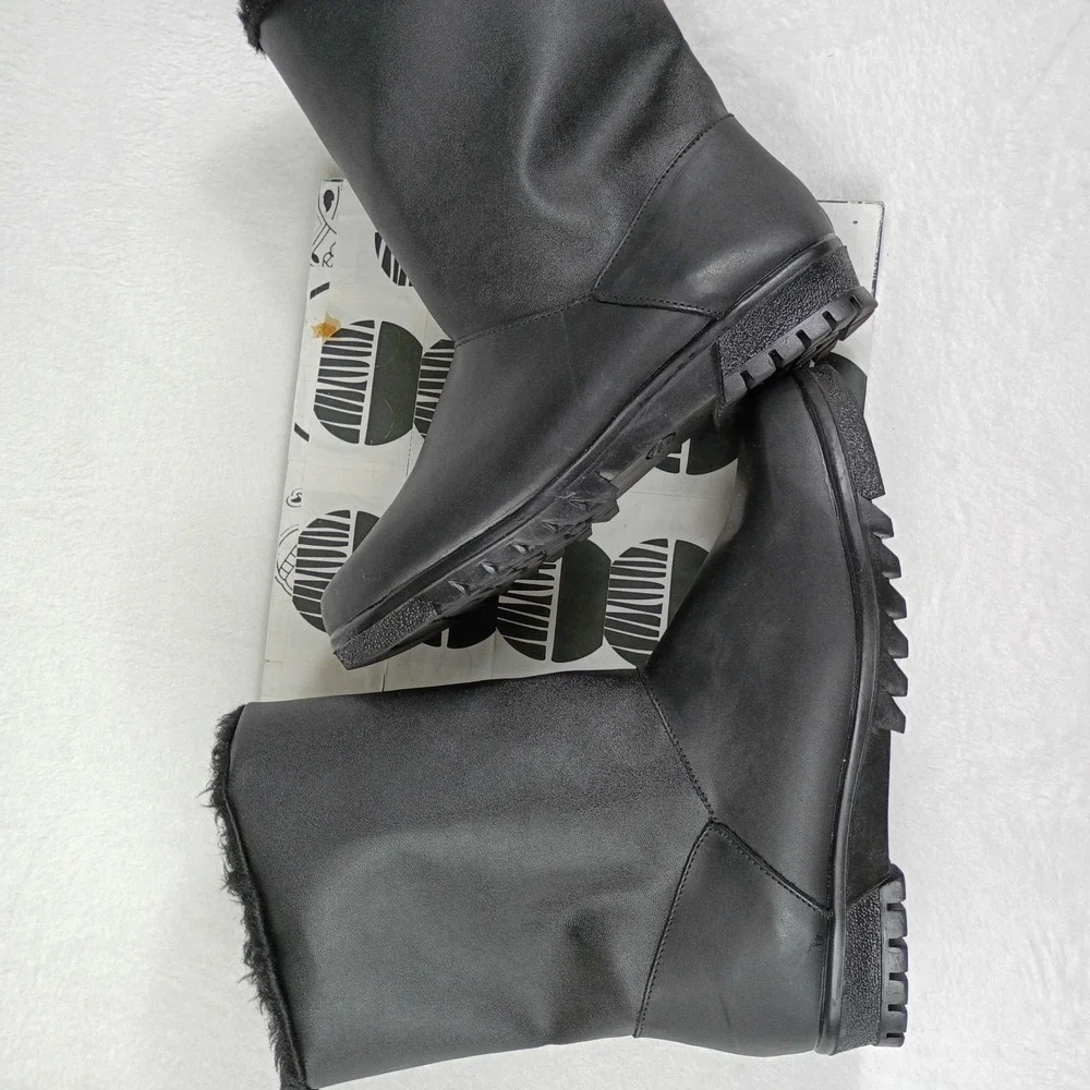 Toe Warmers Womens Black Winter Boots T98836 Faux Fur Lined Mid Calf‎ Size 11 M